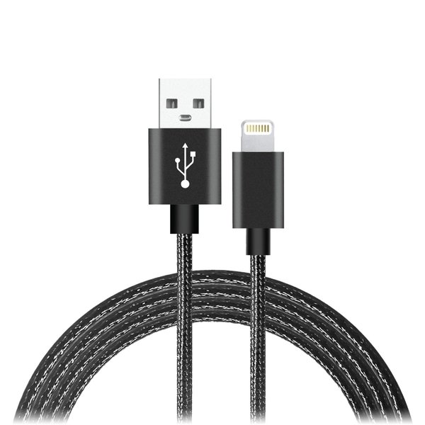 Ampd Volt Plus USB A to Apple Lightning Braided Cable 6ft Black AA-VOLTPLS-6FTBRAIDED-IOS8PIN-BLK